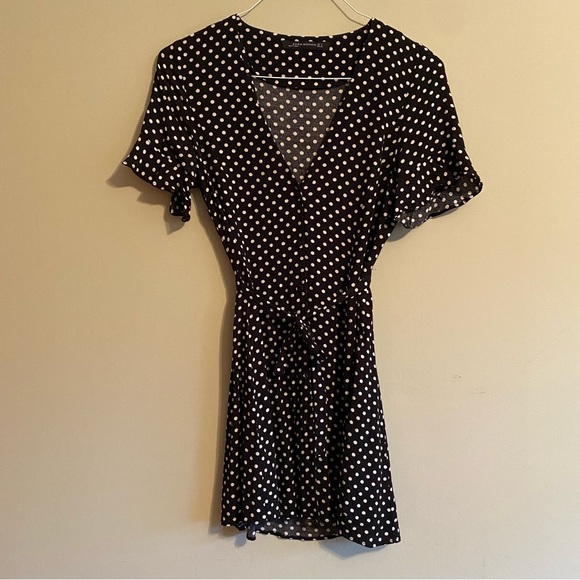 Zara Black and White Polka Dot Mini Dress - Picture 4 of 7